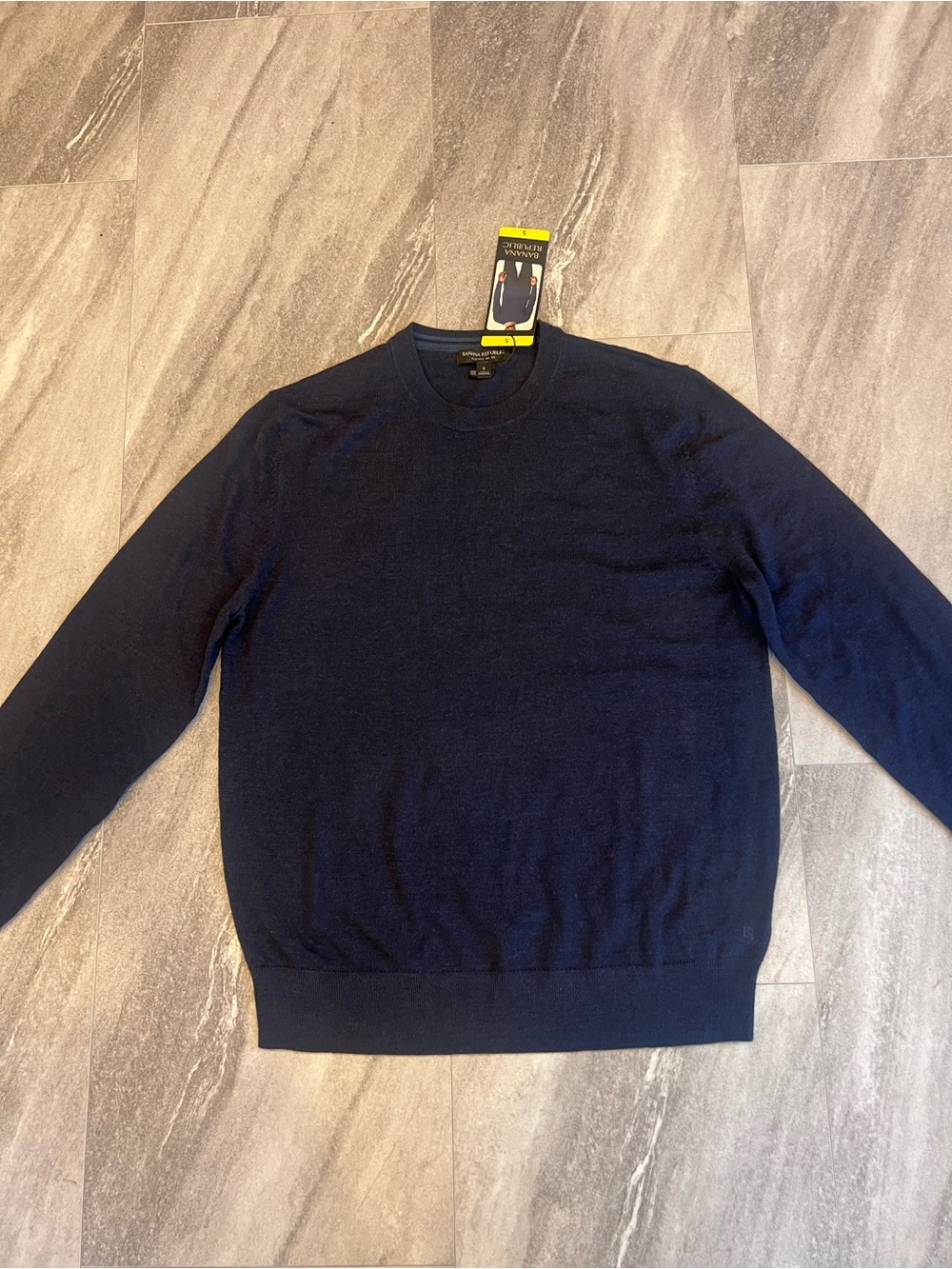 Banana Republic Men’s Merino Wool Crew Neck Sweater, Blue, Size S